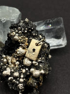 Minimalist 9ct Gold Labradorite Pendant • Handmade Rectangle Charm