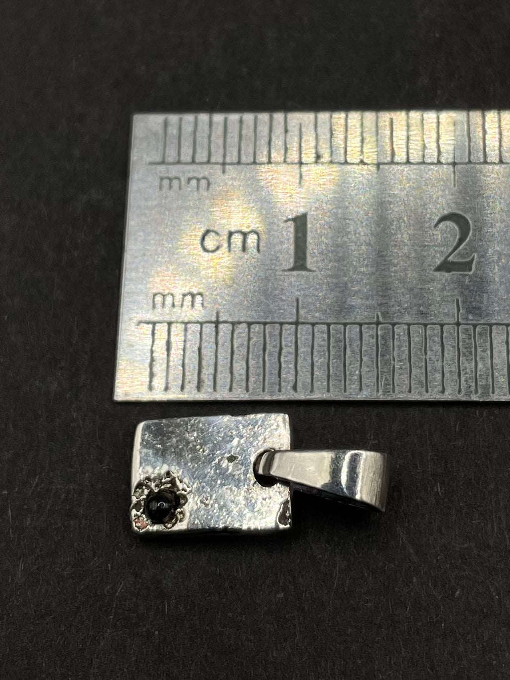 Handmade Sterling Silver Square Blue Sapphire Pendant | Minimalist Necklace