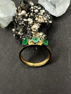 18ct Solid Gold Unisex Ring with Emeralds and Natural Diamonds – Size P1/2| Handmade Fine Jewelry with Certificate | Artisan Gift