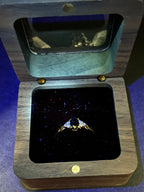 18ct Solid Gold Sapphire & Diamond Ring – Deep Blue Natural Sapphire with 6 Diamonds – UK Size P