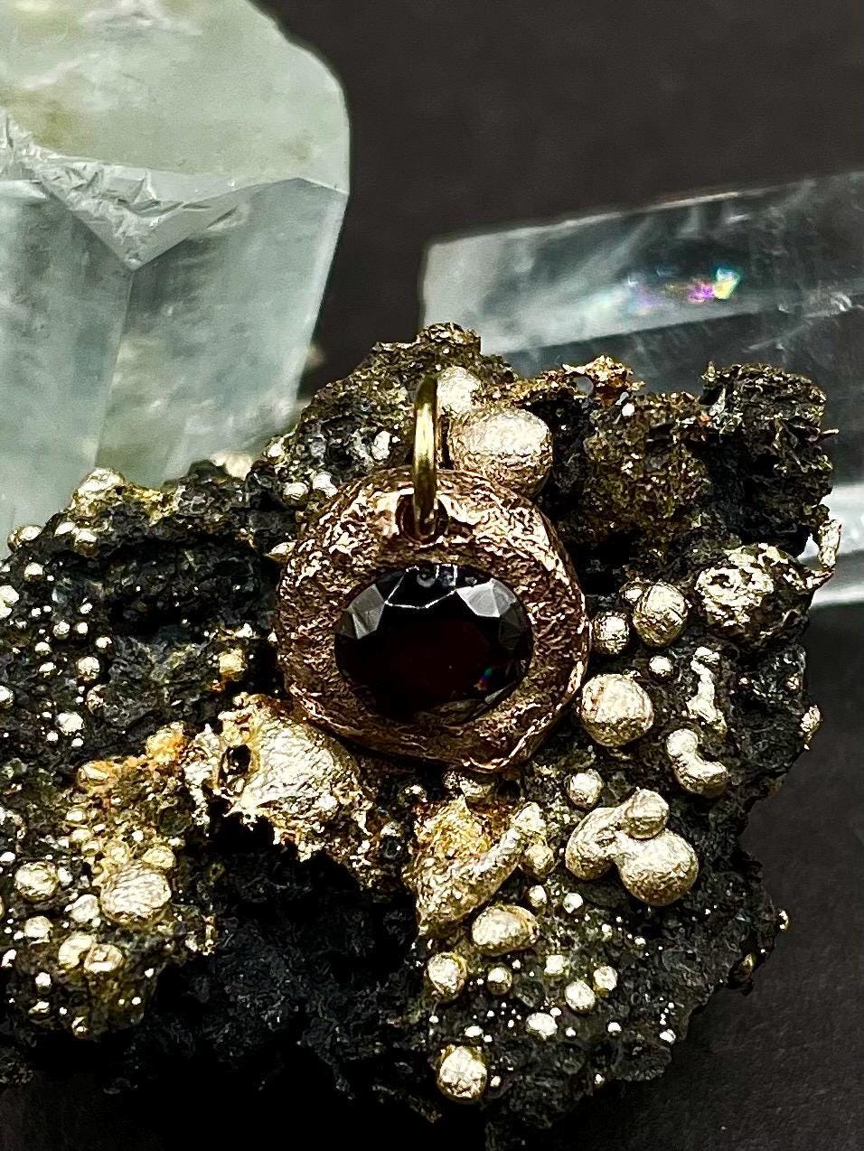 Burmese Dark Violet Spinel Pendant | 9ct Gold, Handmade Gemstone Necklace