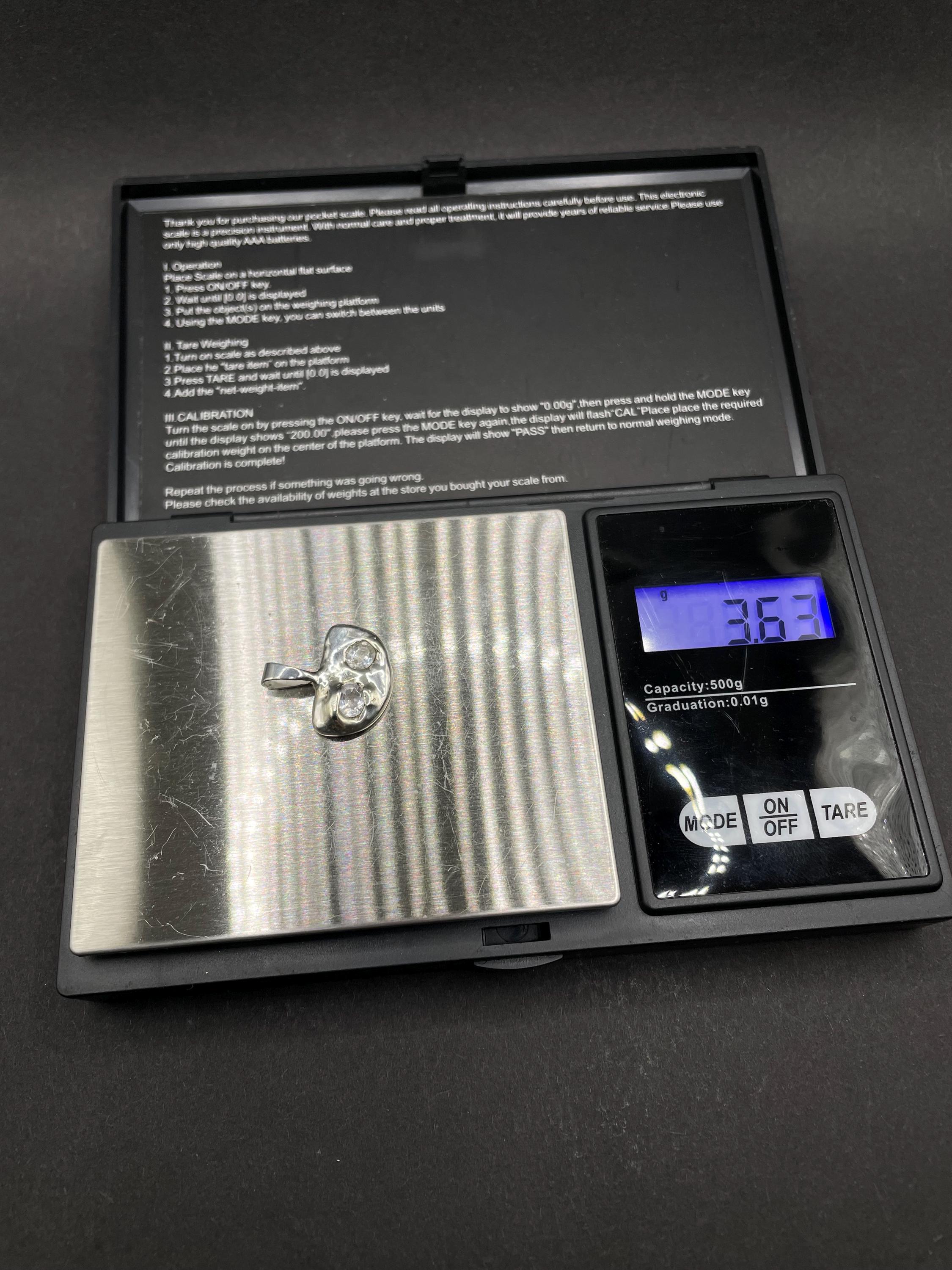 Handmade Fine Silver 999 Pendant with White Sapphires