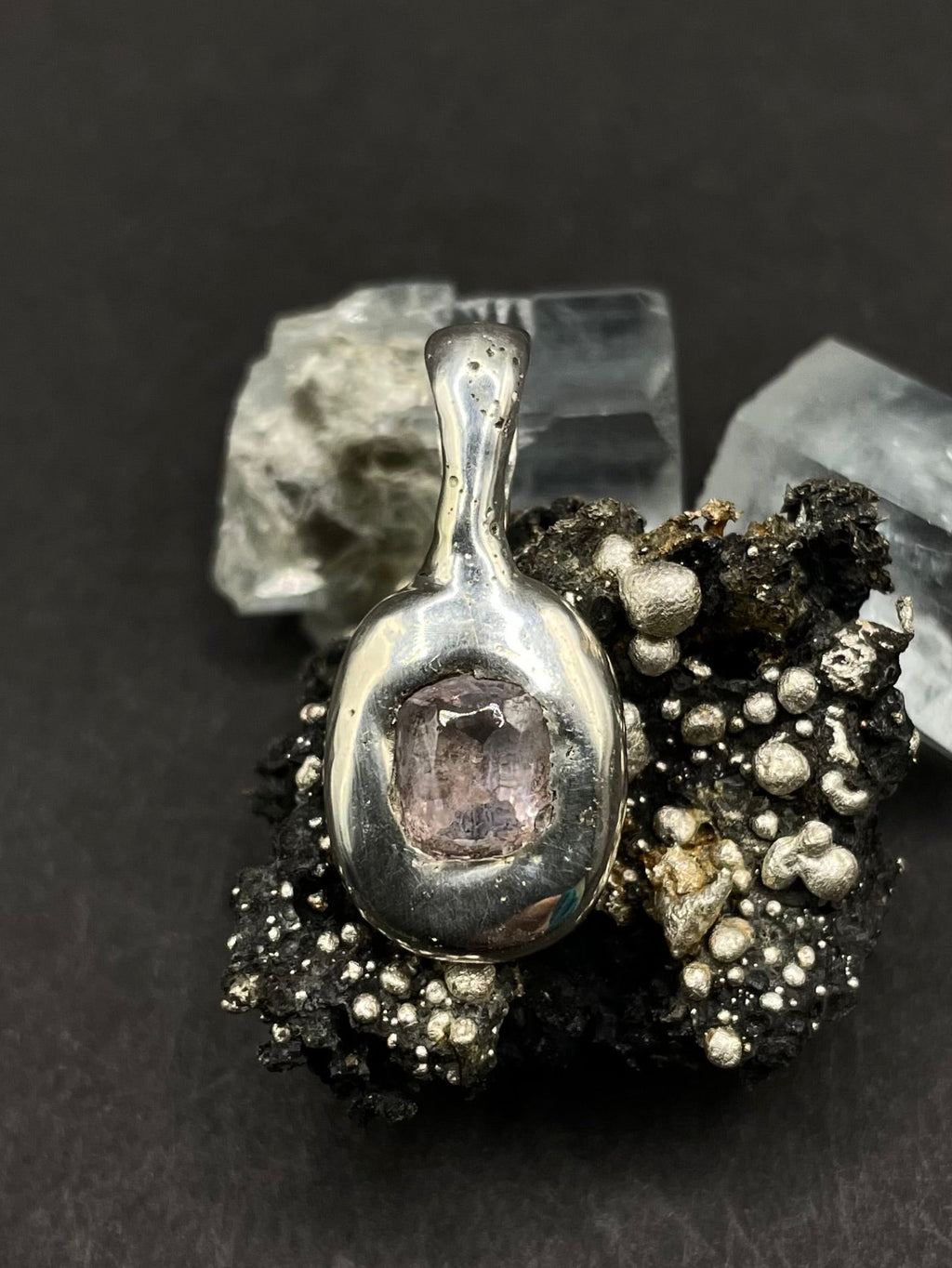 Lavender Sapphire Pendant in Solid Silver 999 with Certificate | Handmade Fine Silver Jewelry | Artisan Necklace | Gift for Her