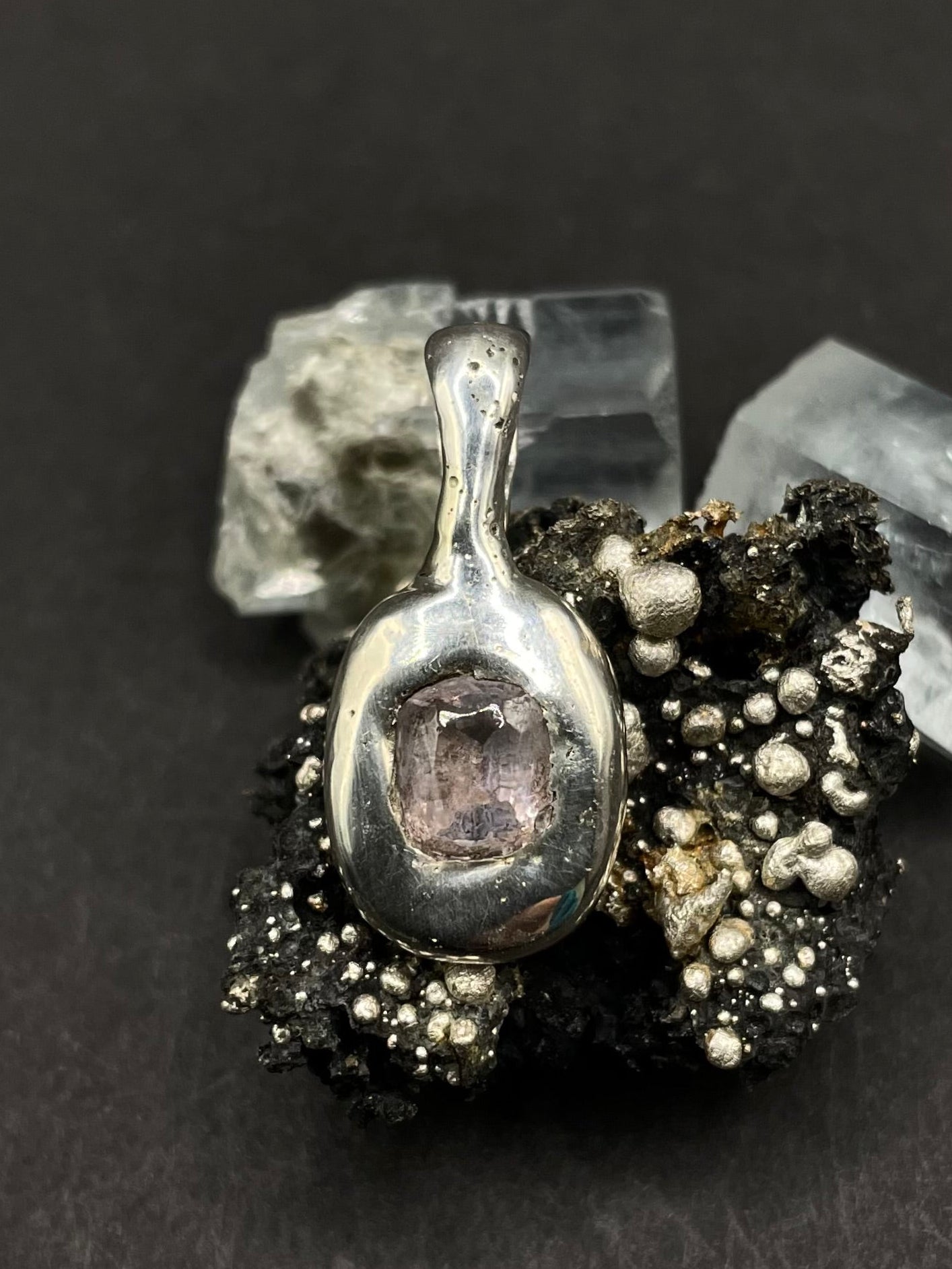 Lavender Sapphire Pendant in Solid Silver 999 with Certificate | Handmade Fine Silver Jewelry | Artisan Necklace | Gift for Her