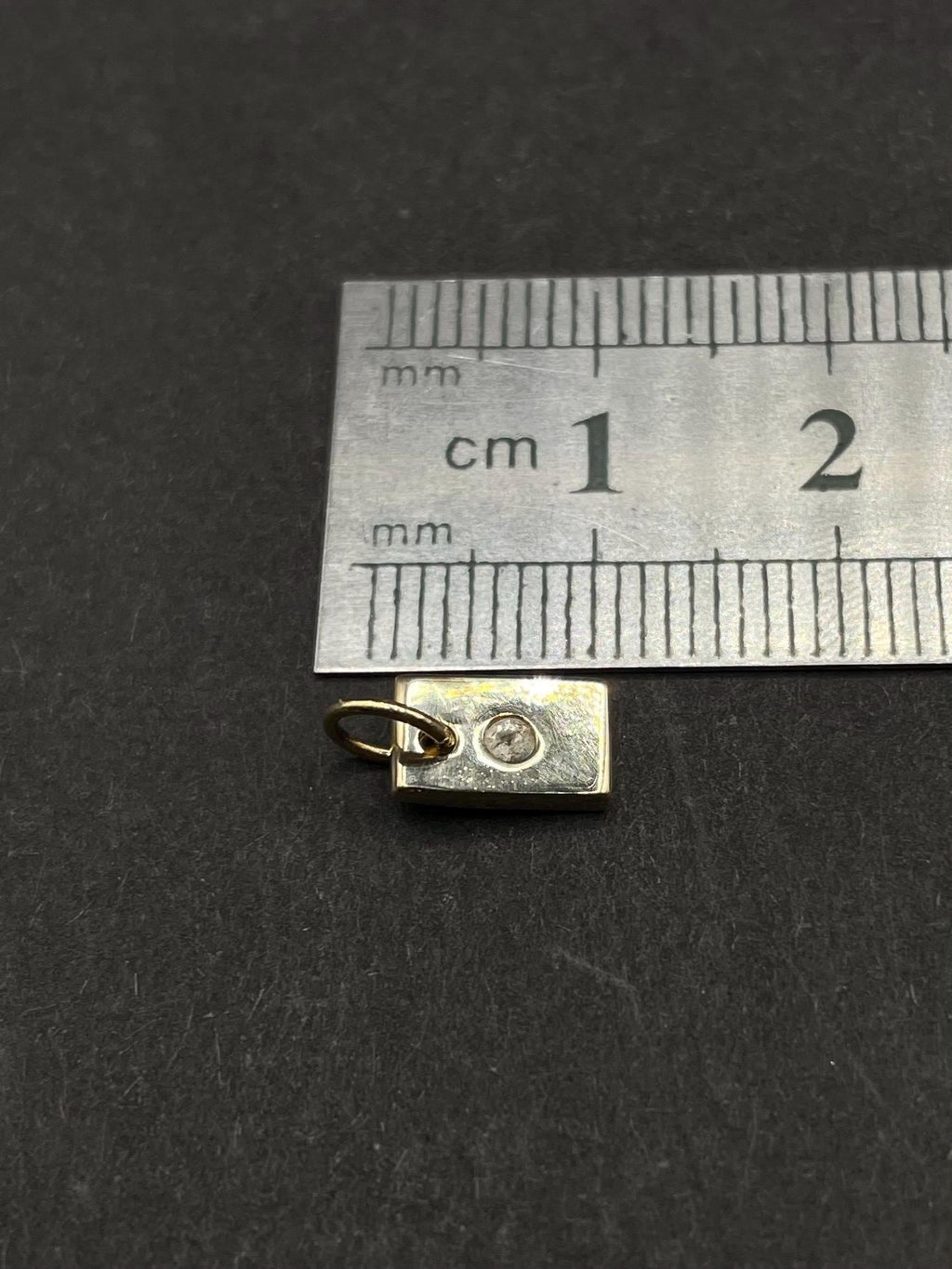 Minimalist 9ct Gold Labradorite Pendant • Handmade Rectangle Charm