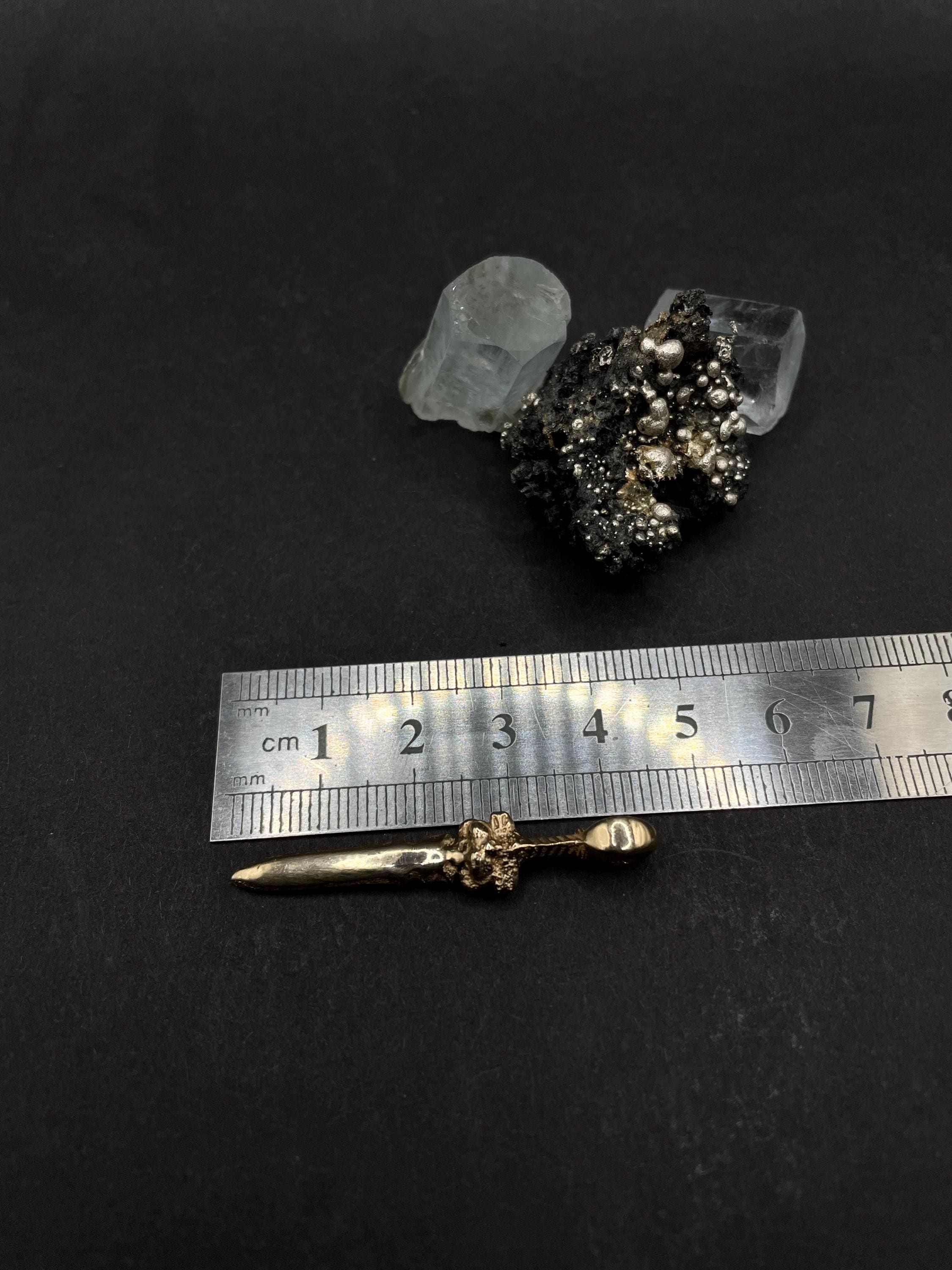 Handmade 9ct Gold Sword Pendant | Beast Head Pommel Fantasy Necklace