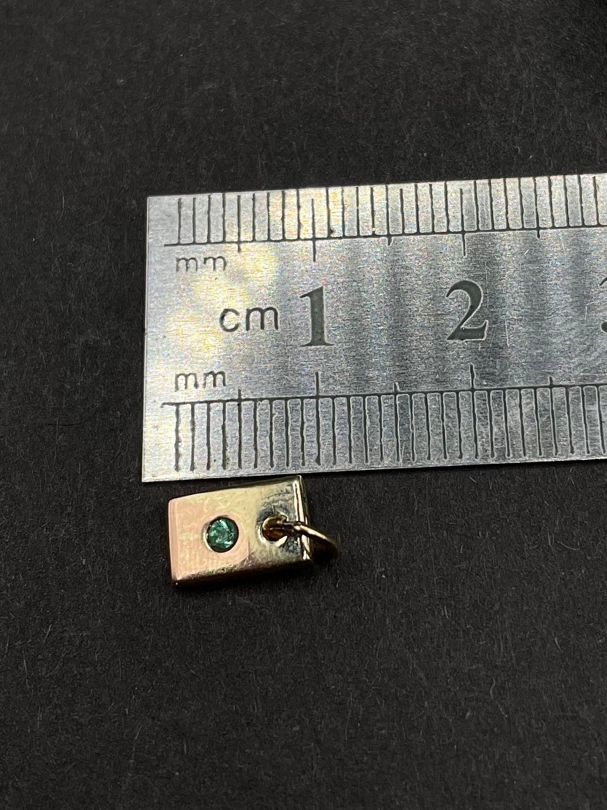 9ct Solid Gold Emerald Rectangle Pendant, Minimalist Unisex Design