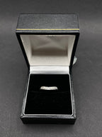 9ct White Gold Wishbone Ring with 7 Natural Diamonds – Perfect for Stacking – Size UK N