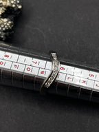 9ct White Gold Wishbone Ring with 7 Natural Diamonds – Perfect for Stacking – Size UK N