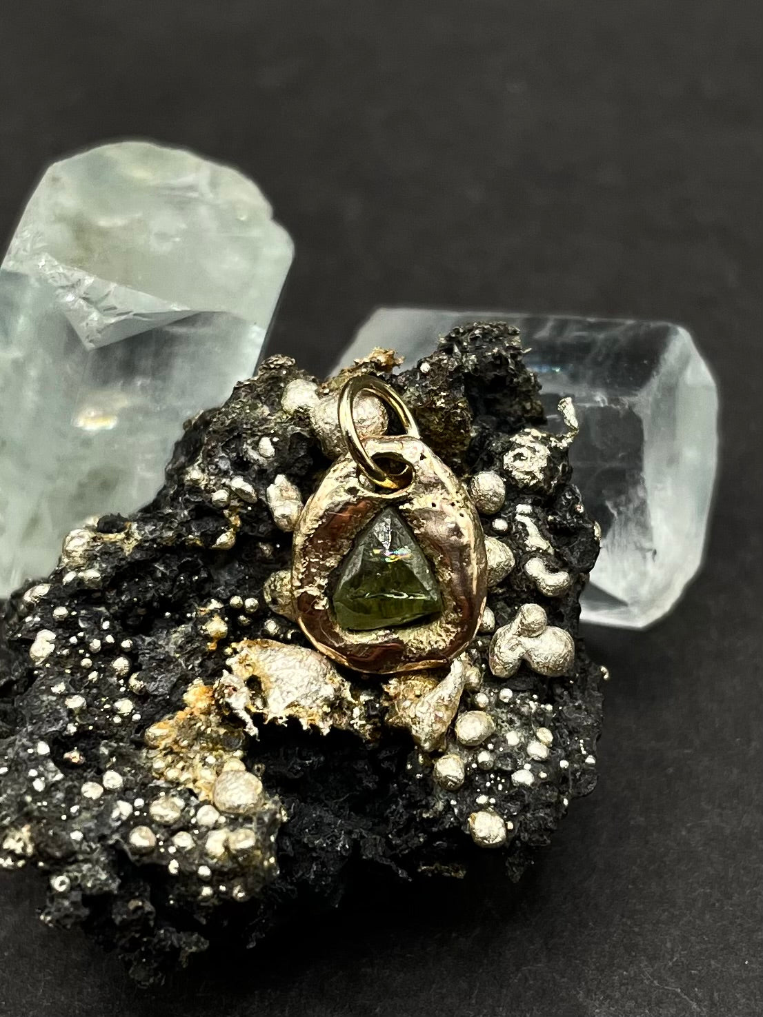 9ct Solid Gold Green Sapphire Pendant – Natural Included Stone, Hand-Polished, and Certified