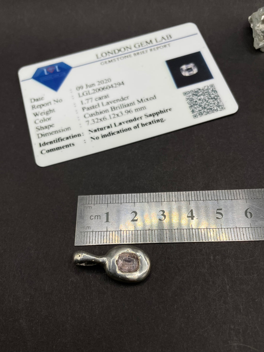 Lavender Sapphire Pendant in Solid Silver 999 with Certificate | Handmade Fine Silver Jewelry | Artisan Necklace | Gift for Her