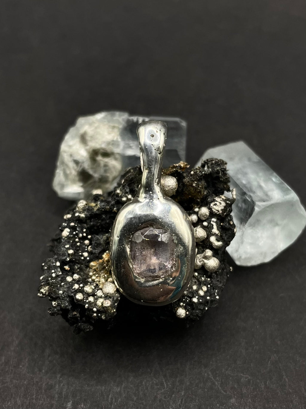 Lavender Sapphire Pendant in Solid Silver 999 with Certificate | Handmade Fine Silver Jewelry | Artisan Necklace | Gift for Her