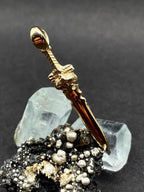 Handmade 9ct Gold Sword Pendant | Beast Head Pommel Fantasy Necklace