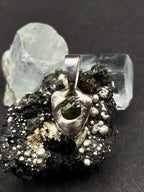 Natural Green Australian Sapphire In Solid Silver 999 • Handmade Minimalist Gemstone Pendant