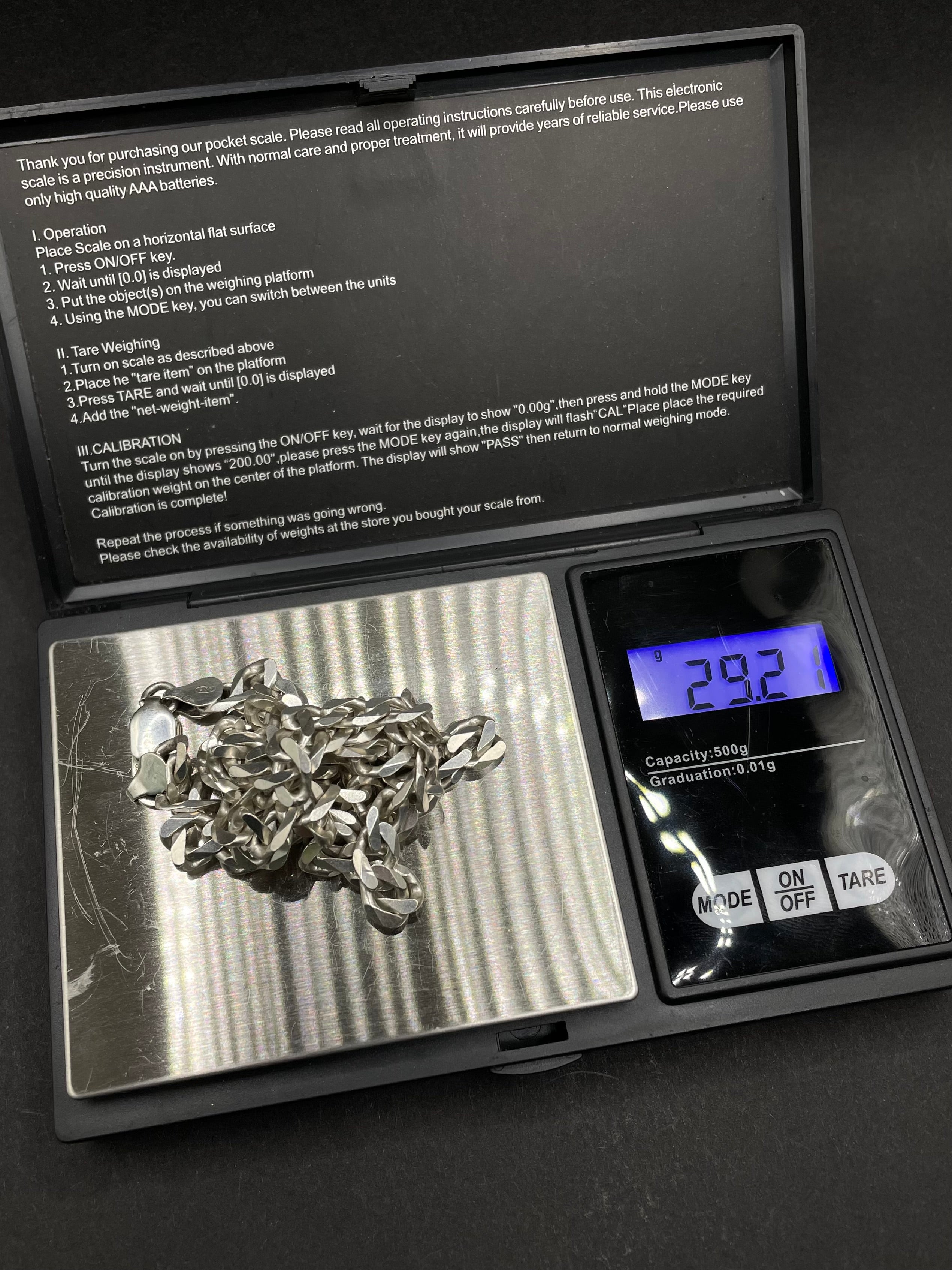 20 inches Curb chain in solid silver 925 7mm / 29.21g