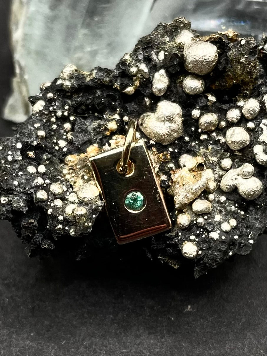 9ct Solid Gold Emerald Rectangle Pendant, Minimalist Unisex Design