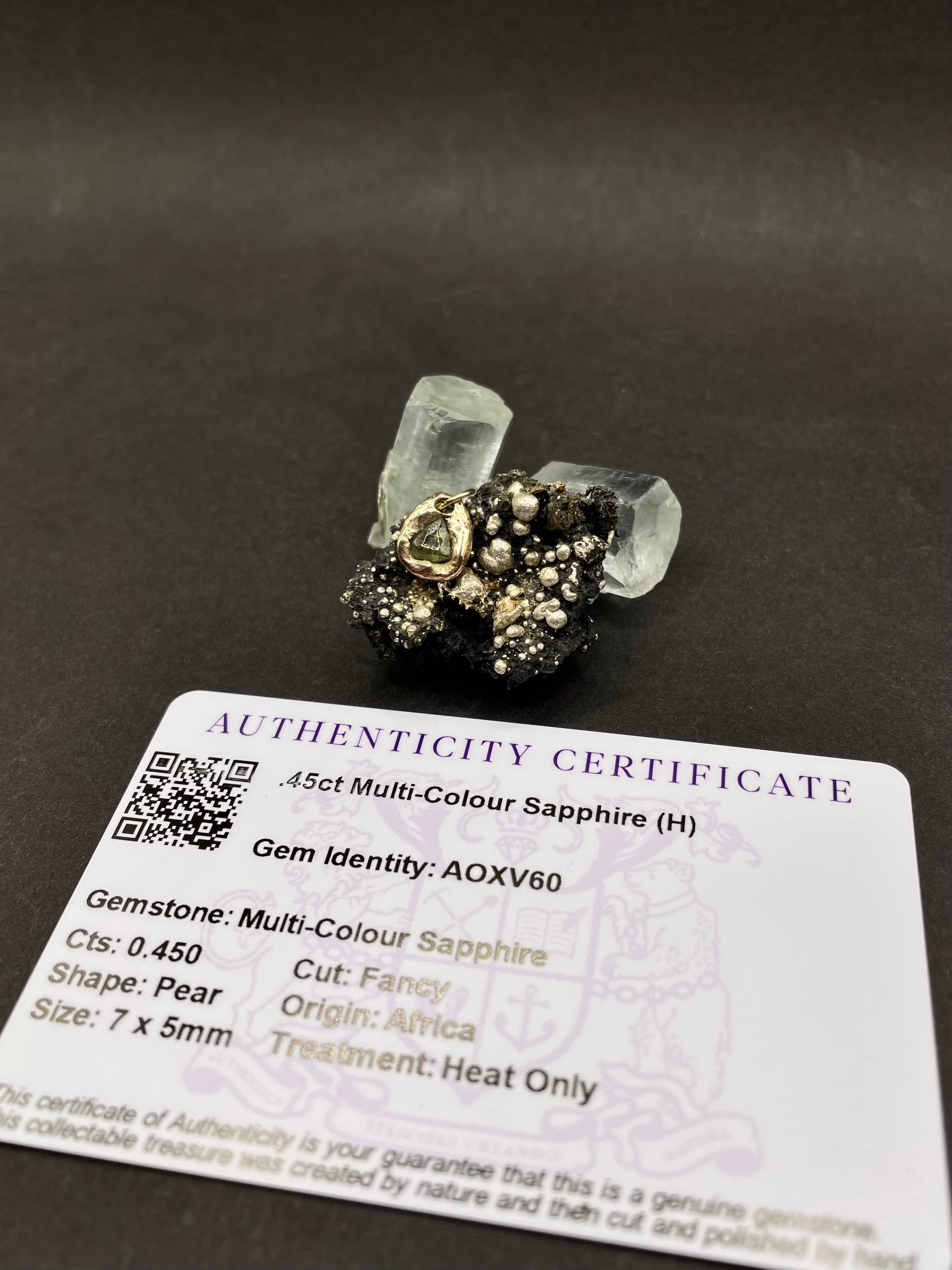 9ct Solid Gold Green Sapphire Pendant – Natural Included Stone, Hand-Polished, and Certified