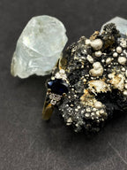 18ct Solid Gold Sapphire & Diamond Ring – Deep Blue Natural Sapphire with 6 Diamonds – UK Size P