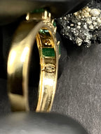 18ct Solid Gold Unisex Ring with Emeralds and Natural Diamonds – Size P1/2| Handmade Fine Jewelry with Certificate | Artisan Gift