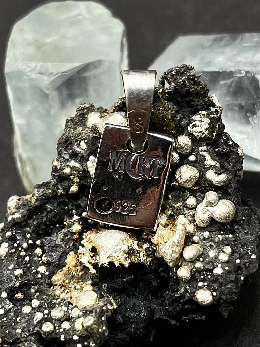 Handmade Sterling Silver Square Blue Sapphire Pendant | Minimalist Necklace