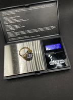 Gold Plated Silver Ring with Blue Zirconia and Garnets – Size R | Handmade Statement Ring | Artisan Jewelry Gift