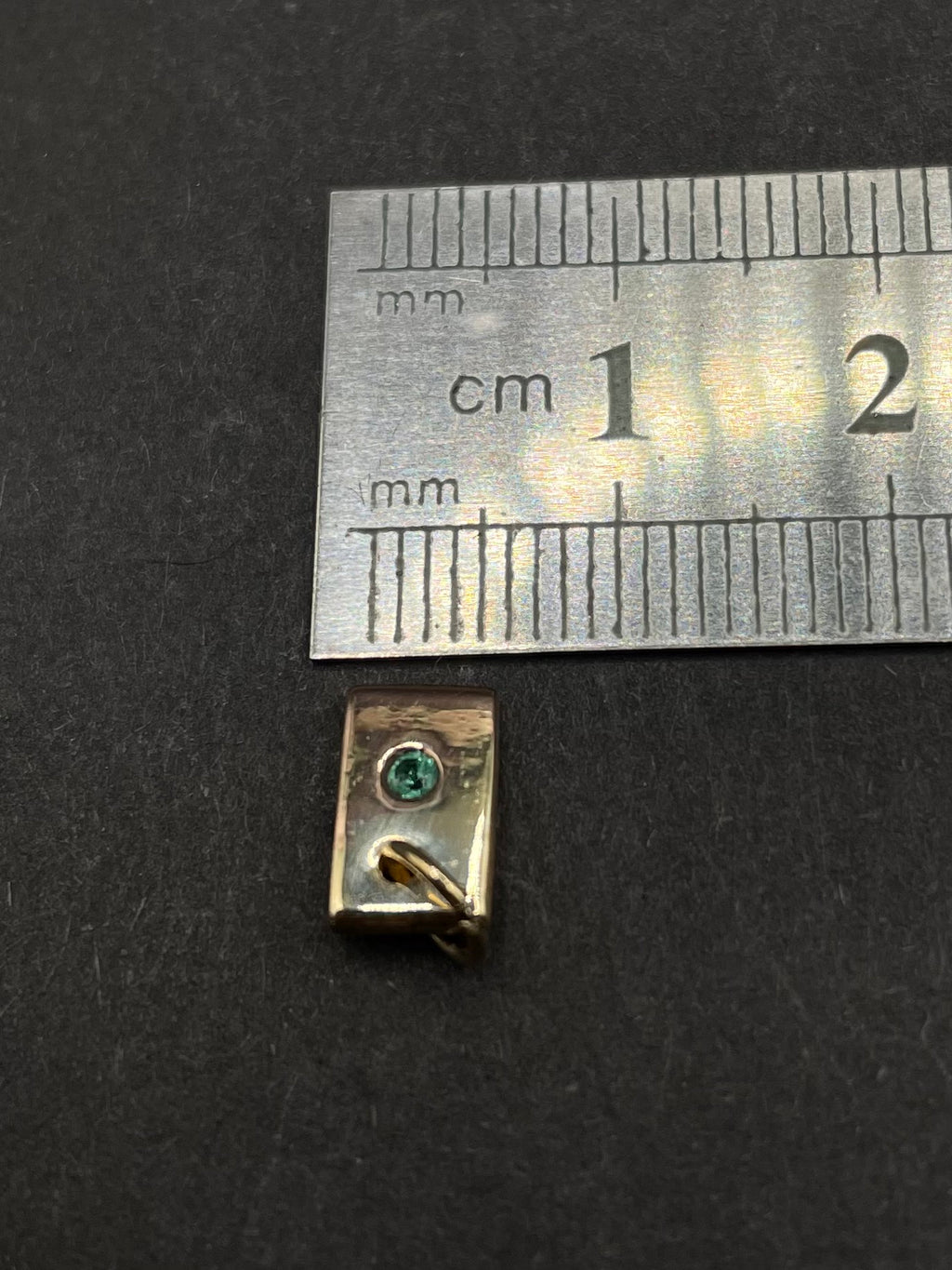 9ct Solid Gold Emerald Rectangle Pendant, Minimalist Unisex Design