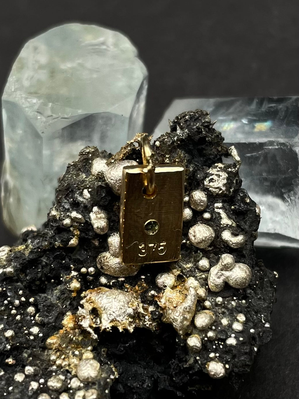 9ct Solid Gold Emerald Rectangle Pendant, Minimalist Unisex Design