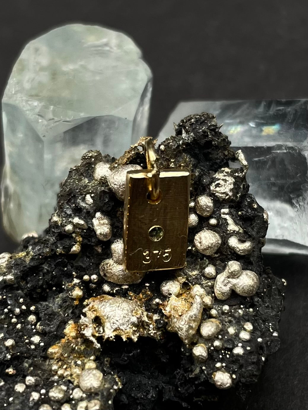 9ct Solid Gold Emerald Rectangle Pendant, Minimalist Unisex Design