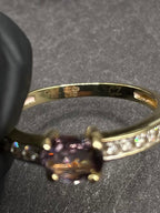 9ct Solid Gold Burmese Spinel Ring – Certified Natural Spinel – Solitaire Style with CZ Accents – UK Size N