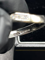 9ct White Gold Wishbone Ring with 7 Natural Diamonds – Perfect for Stacking – Size UK N