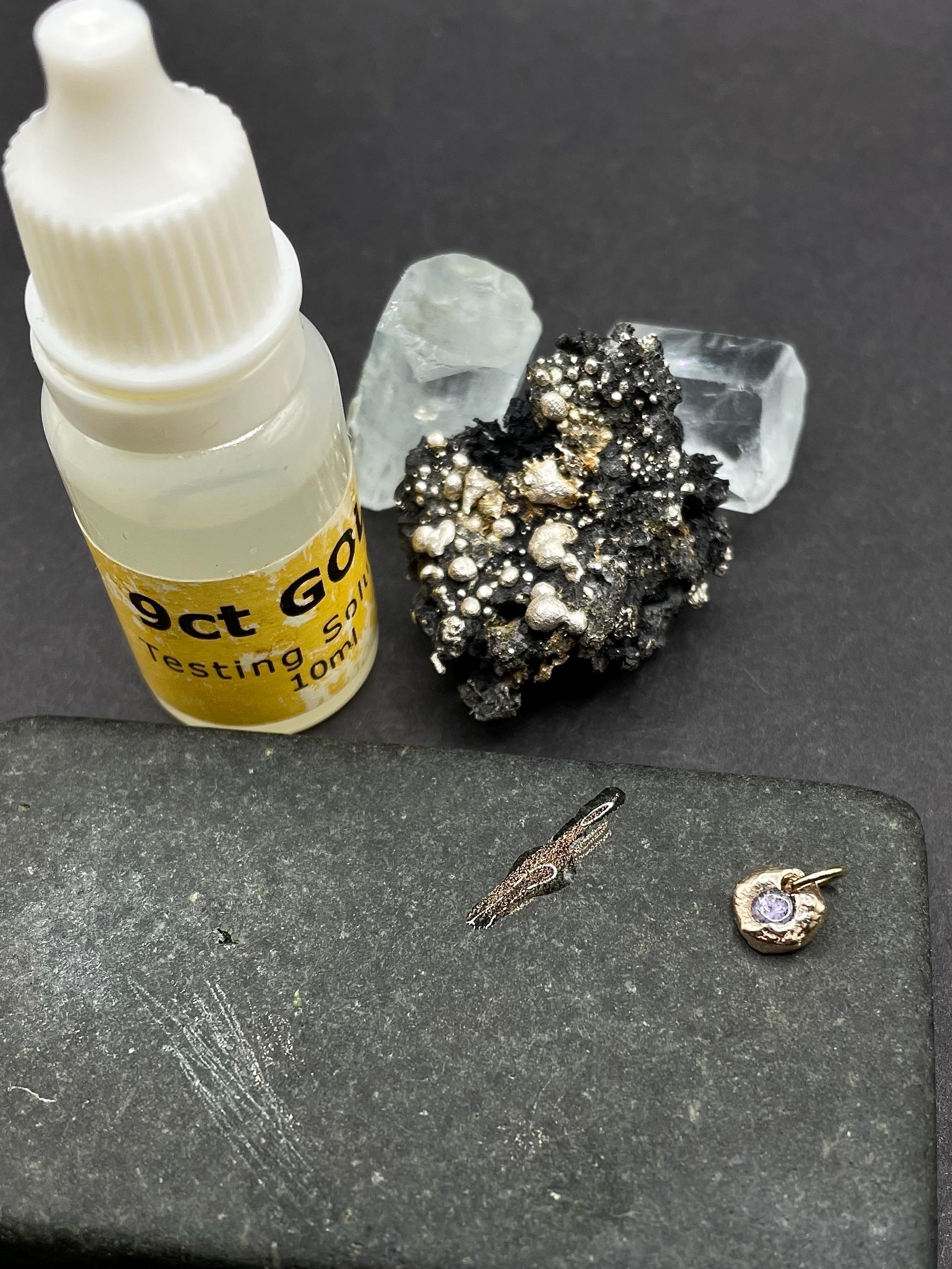 Handmade 9ct Gold Tanzanite Pendant – Organic Molten Necklace Charm