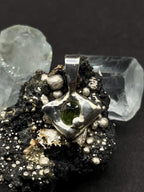 Natural Green Australian Sapphire Pendant in Solid Silver 999 Handmade Minimalist Gemstone Pendant