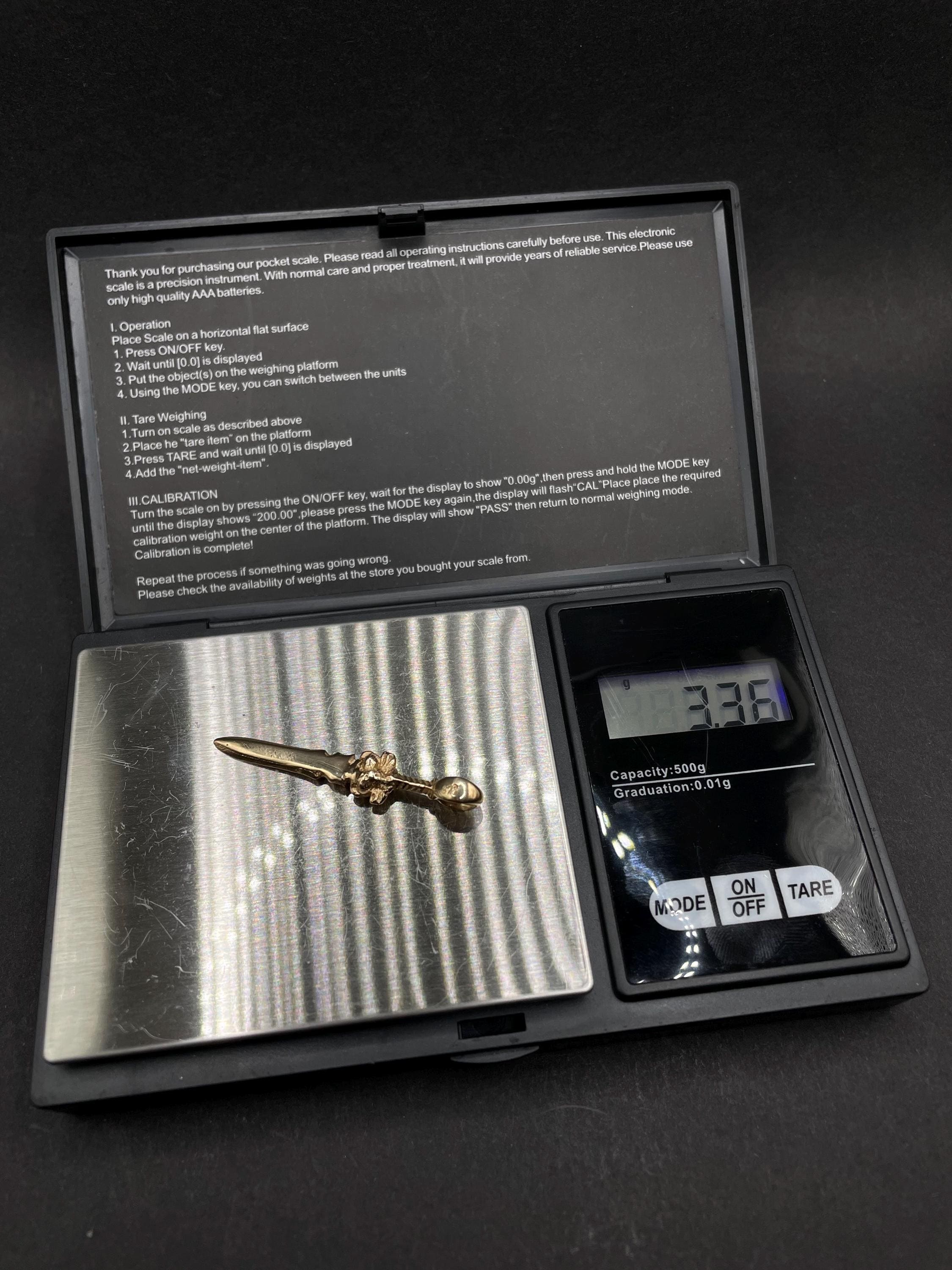 Handmade 9ct Gold Sword Pendant | Beast Head Pommel Fantasy Necklace