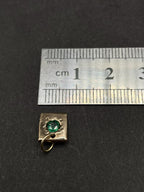 Natural Emerald Pendant in solid gold 9ct • Molten Texture Square Charm, May Birthstone