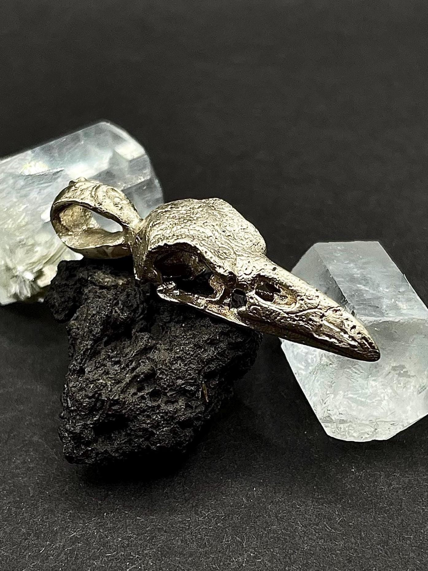 Raven Skull Pendant in Solid Silver 925