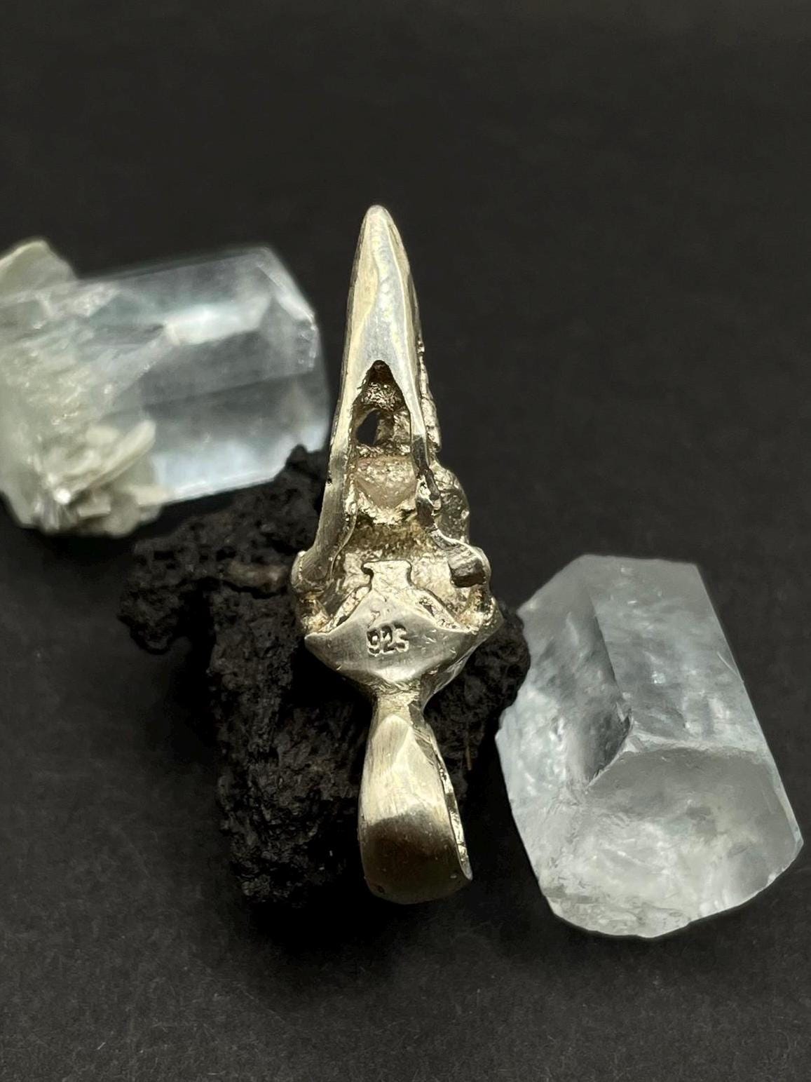 Raven Skull Pendant in Solid Silver 925