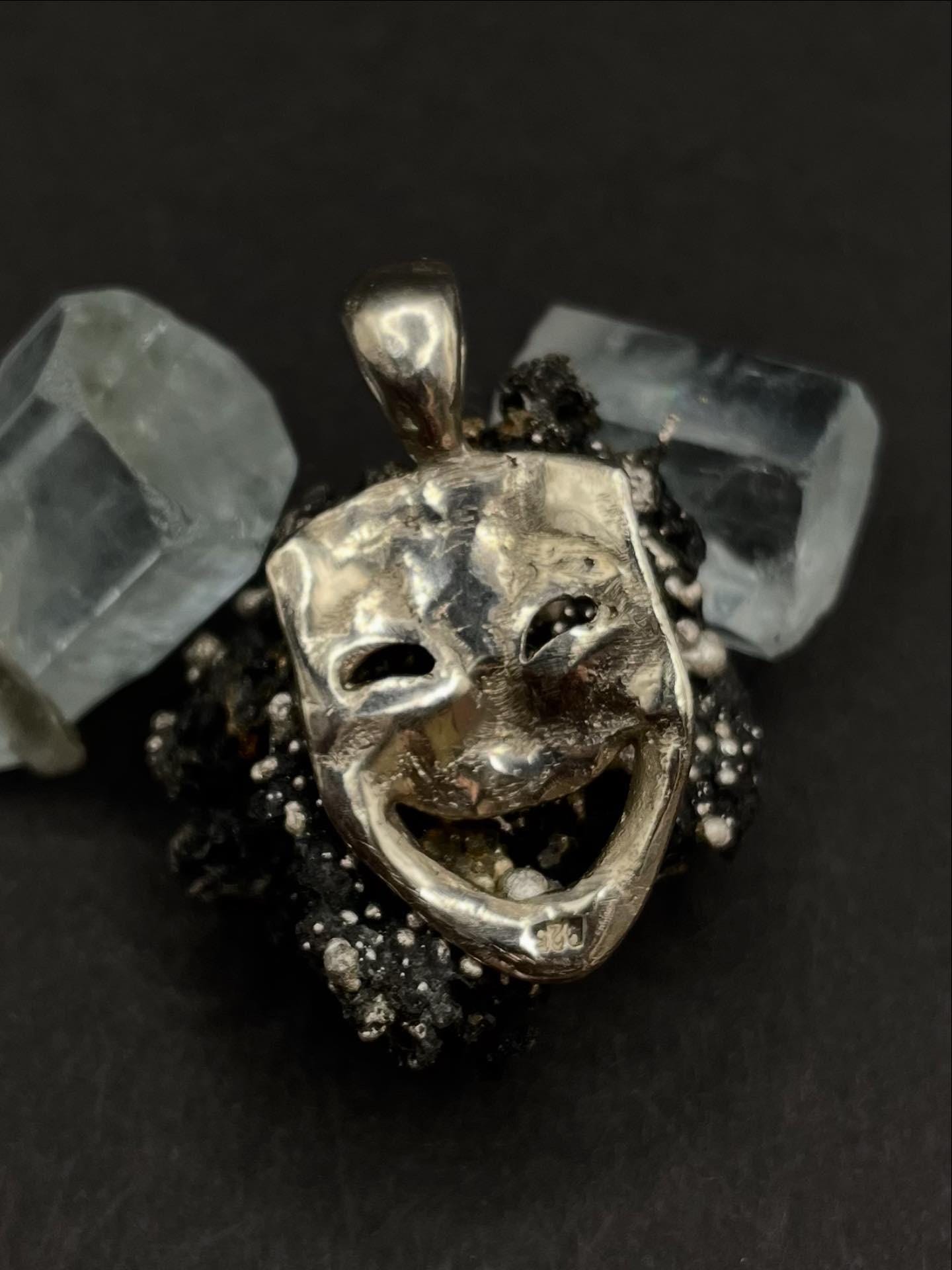 Comedy Mask pendant in solid silver 925