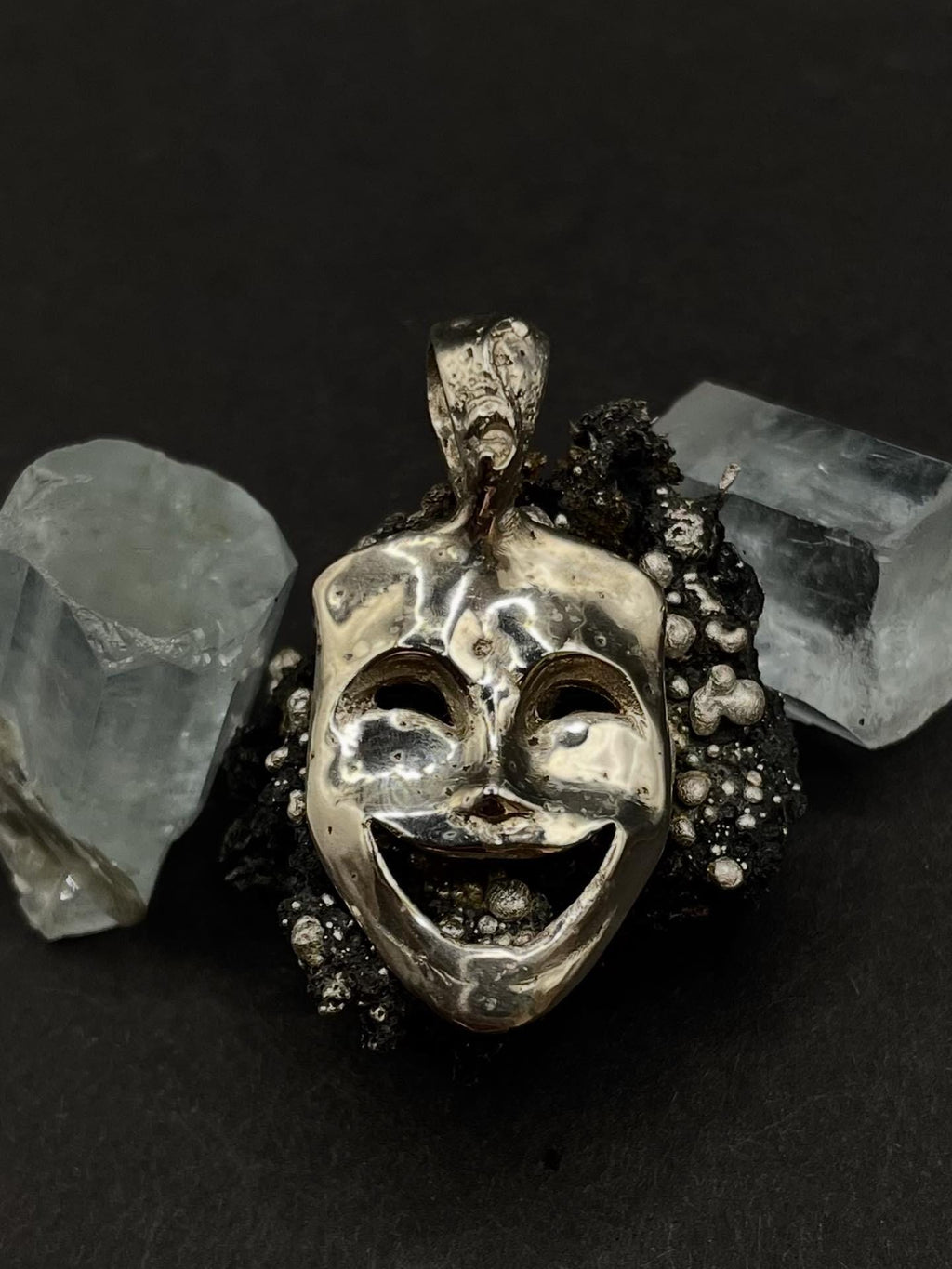 Comedy Mask pendant in solid silver 925