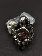 Blue Start Sapphire pendant in solid silver 999 with certificate