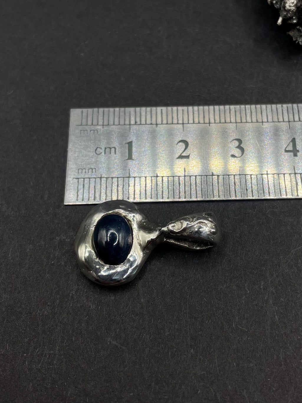 Blue Start Sapphire pendant in solid silver 999 with certificate