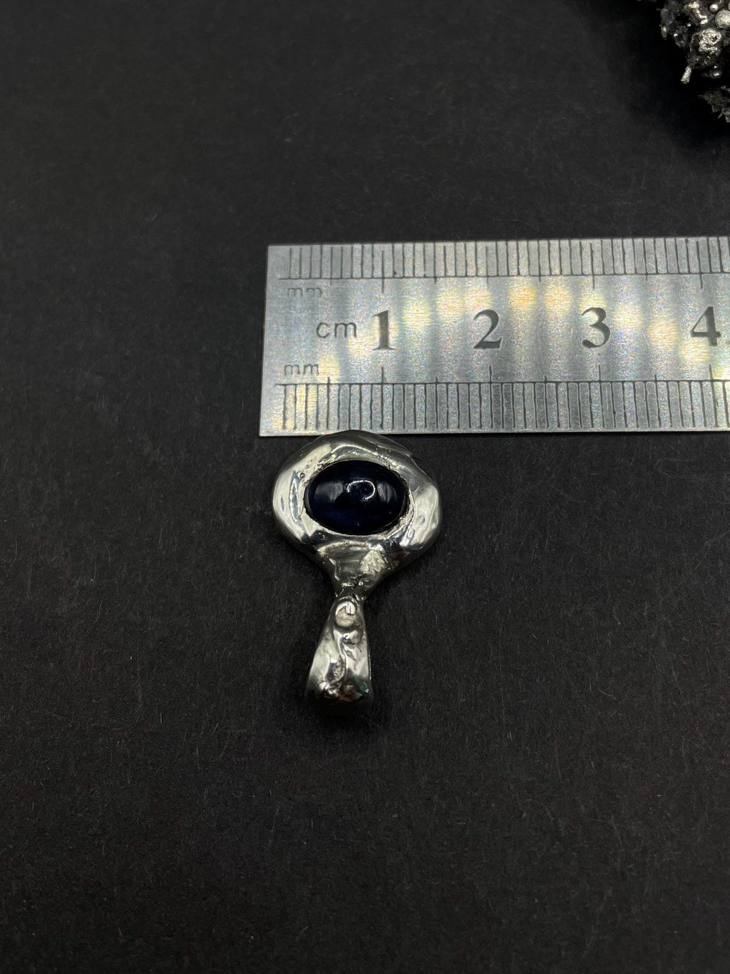 Blue Start Sapphire pendant in solid silver 999 with certificate