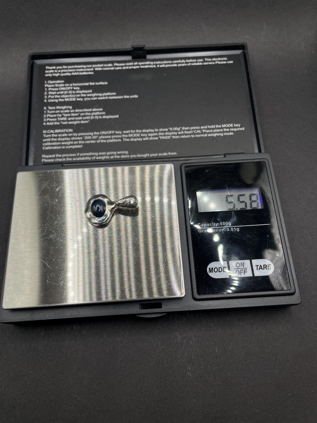 Blue Start Sapphire pendant in solid silver 999 with certificate