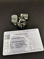 Blue Start Sapphire pendant in solid silver 999 with certificate