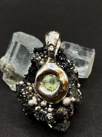 Green Sapphire Pendant in solid silver 999 with certificate