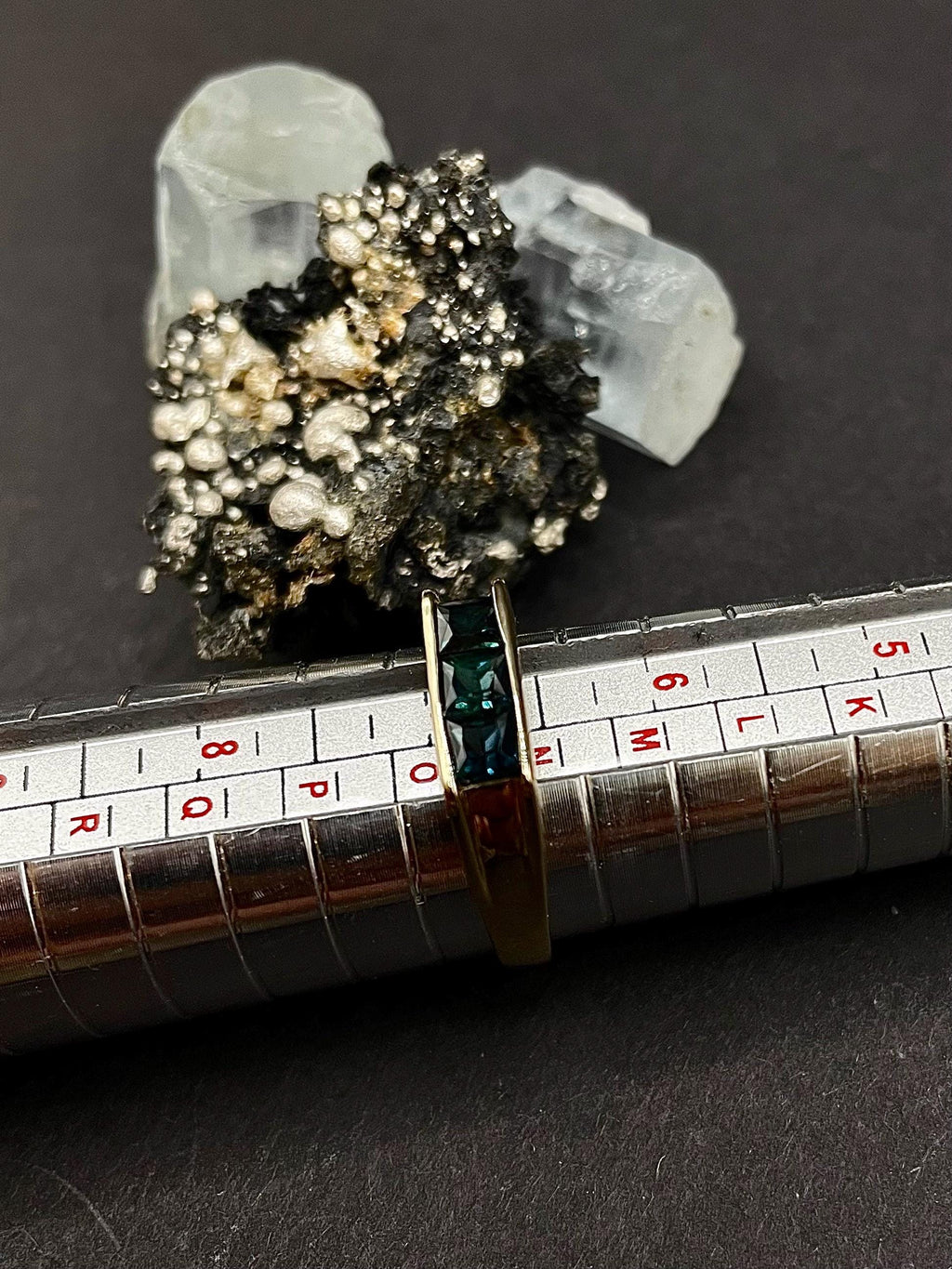 Blue-Green Sapphire Ring: 9ct Gold Dainty Stacking Band