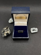 Blue-Green Sapphire Ring: 9ct Gold Dainty Stacking Band