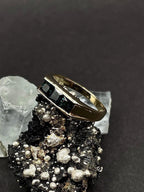 Blue-Green Sapphire Ring: 9ct Gold Dainty Stacking Band