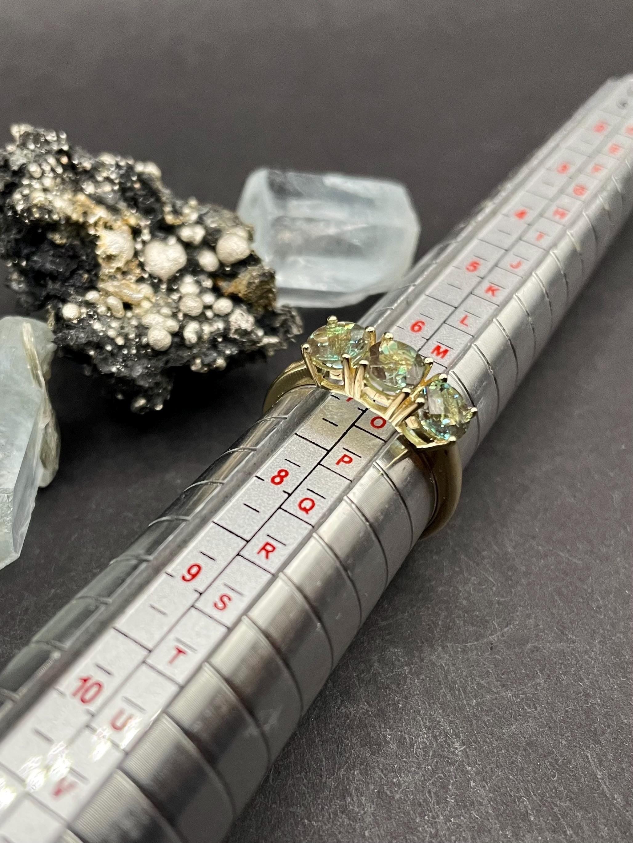 Andesine Trilogy Ring in 10ct Solid Gold– Three Stone Design