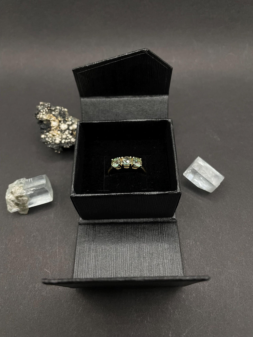 Andesine Trilogy Ring in 10ct Solid Gold– Three Stone Design