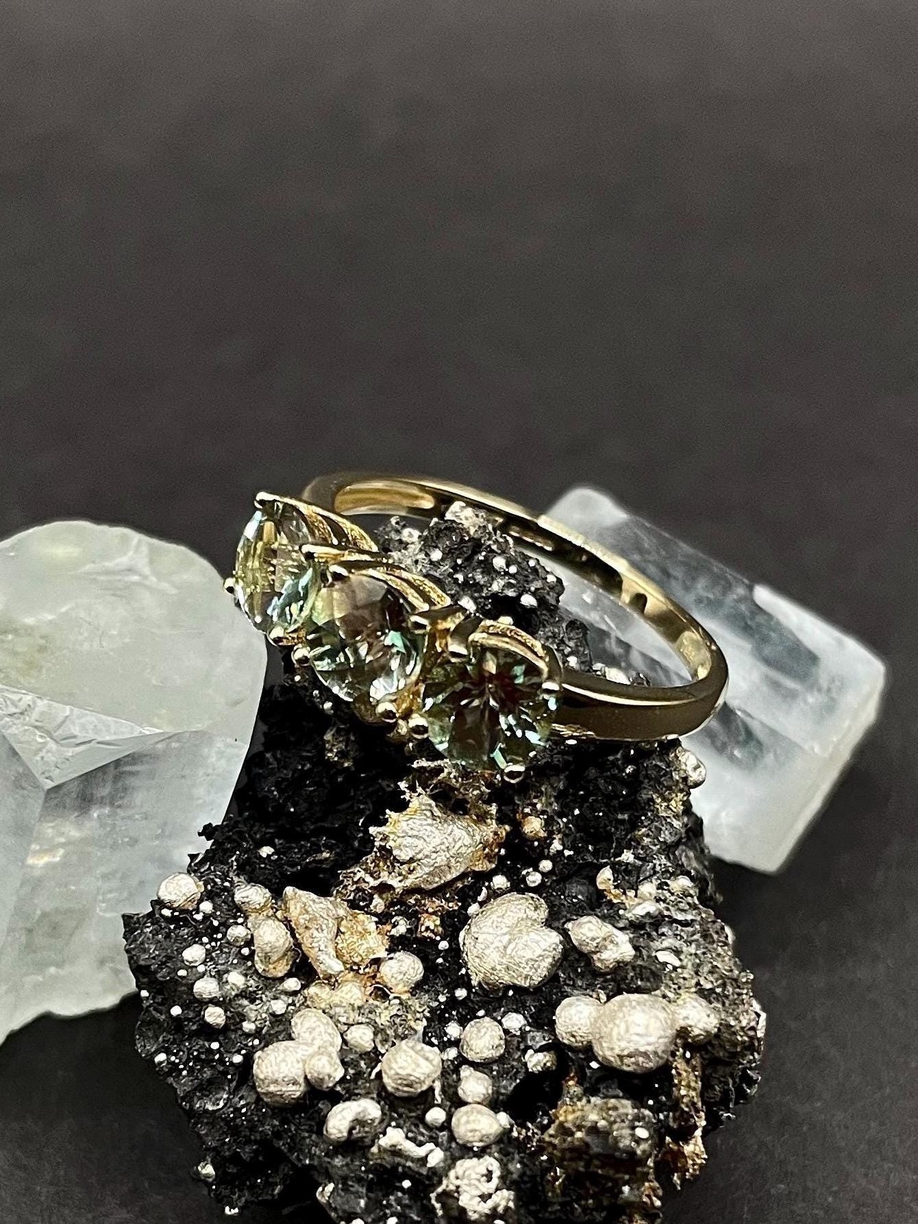 Andesine Trilogy Ring in 10ct Solid Gold– Three Stone Design